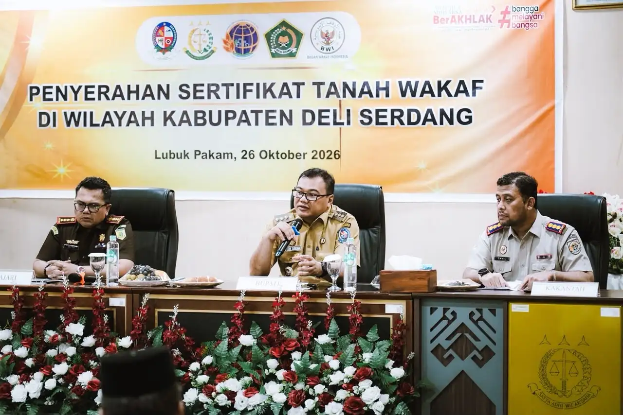 Delapan Sertipikat Tanah Wakaf Diserahkan, Lima Instansi Deli Serdang Bersinergi