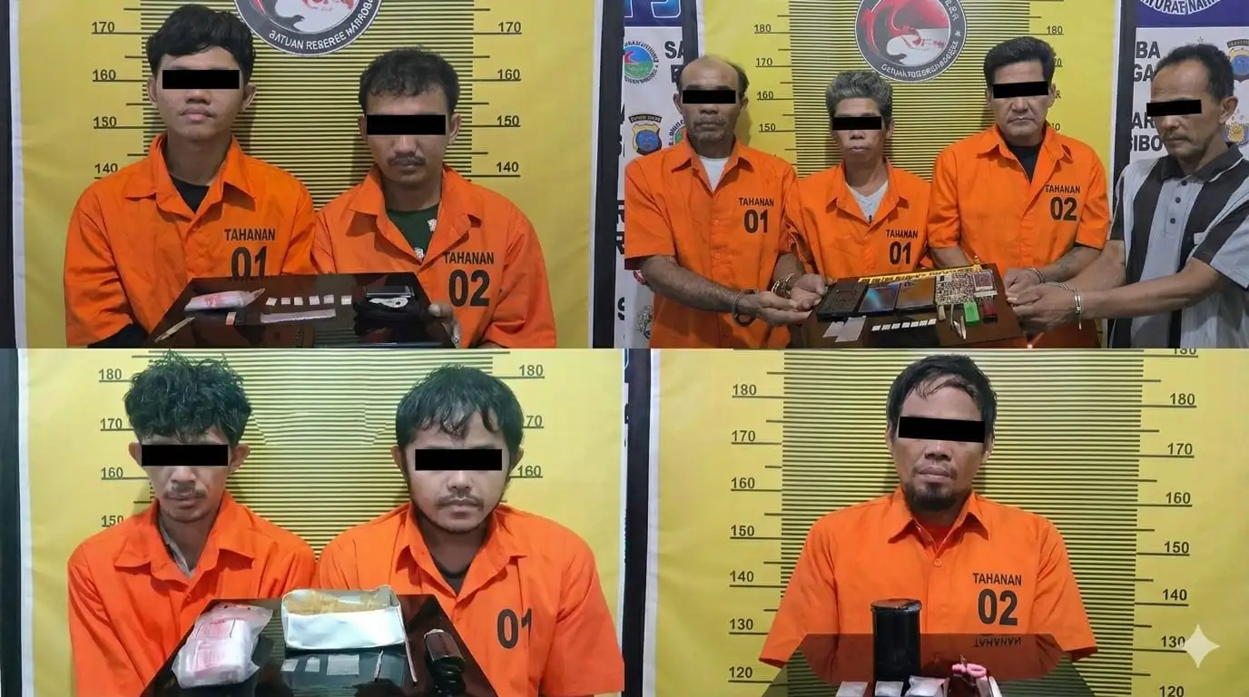 Satresnarkoba Sibolga Sikat 4 Kasus Narkoba, 9 Pelaku Diciduk