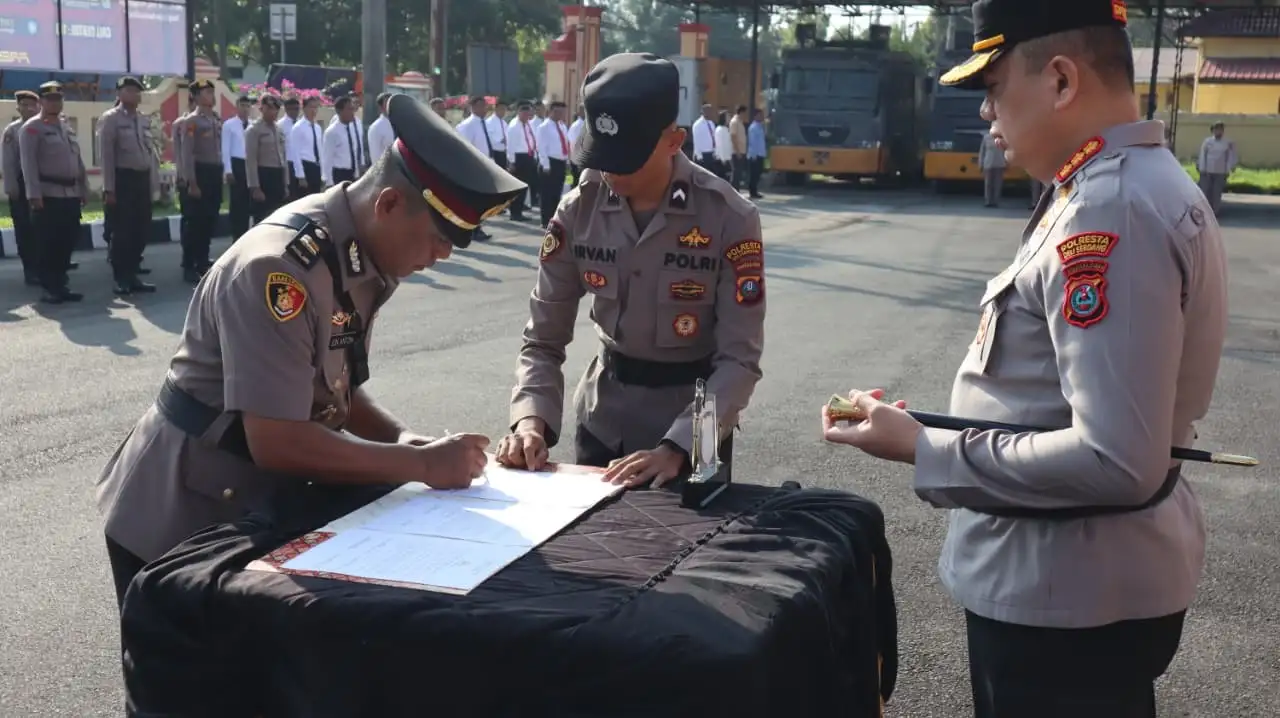 Kapolresta Deli Serdang Pimpin Sertijab Kasat Tahti, Kapolsek Biru-Biru dan Kaposek Pantai Labu