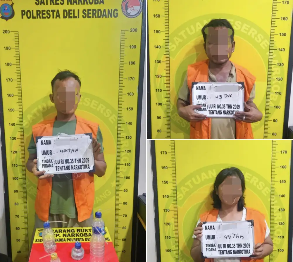 Polresta Deli Serdang dan BNNK Gerebek Lokasi Diduga Sarang Narkoba di Biru-Biru, Tiga Orang