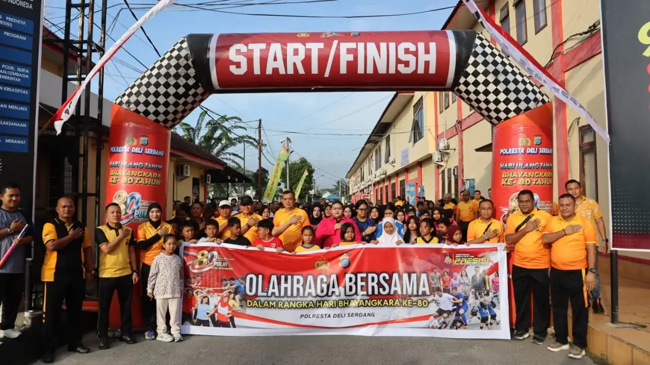 Polresta Deli Serdang Gelar Olahraga Bersama Sambut Hari Bhayangkara Ke-80