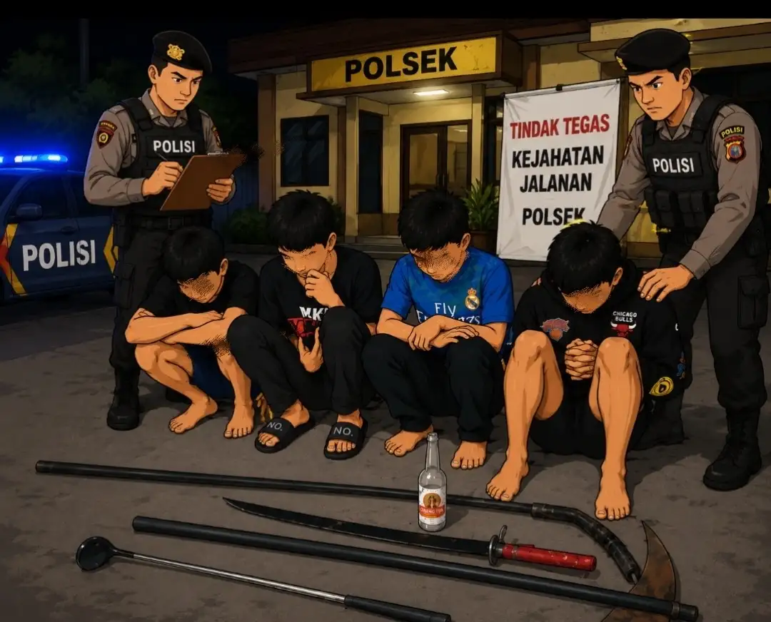 Gencar Patroli 3C, Polresta Deli Serdang amankan empat remaja diduga   hendak Tawuran