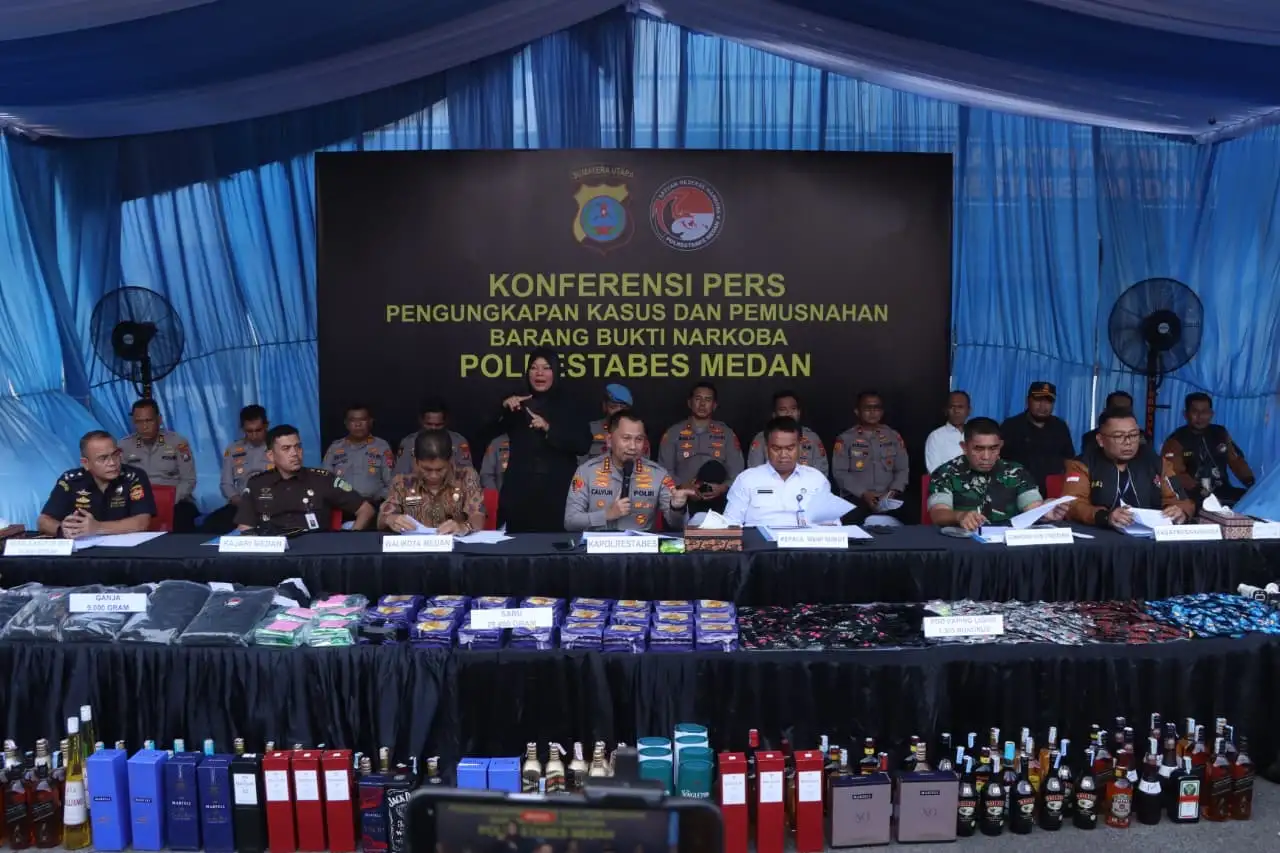 Polrestabes Medan Ungkap 1.187 Kasus Narkoba kurun setahun, Musnahkan Puluhan Kilo BB